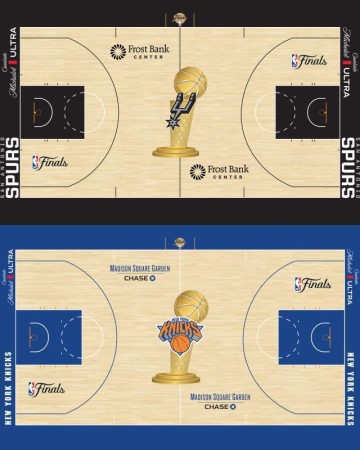 开云体育-经典回归！NBA总决赛地板迎回冠军金杯图案
